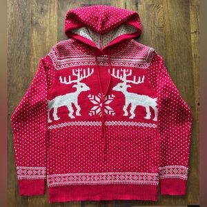 Merry Christmas from V28 knit red reindeer snowflake‎ pullover sweater women M